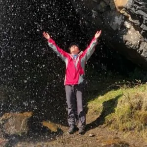 Tracy Heatley Under A Waterfall on The Isle Of Mull One Week After Giving Up Drinking Alcohol