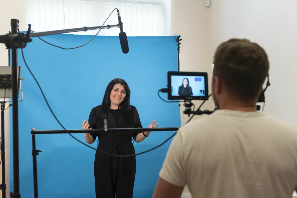 On set with Tracy Heatley filming the networking ninja videos