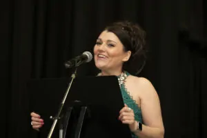 Tracy Heatley being an events host and MC at a business awards event