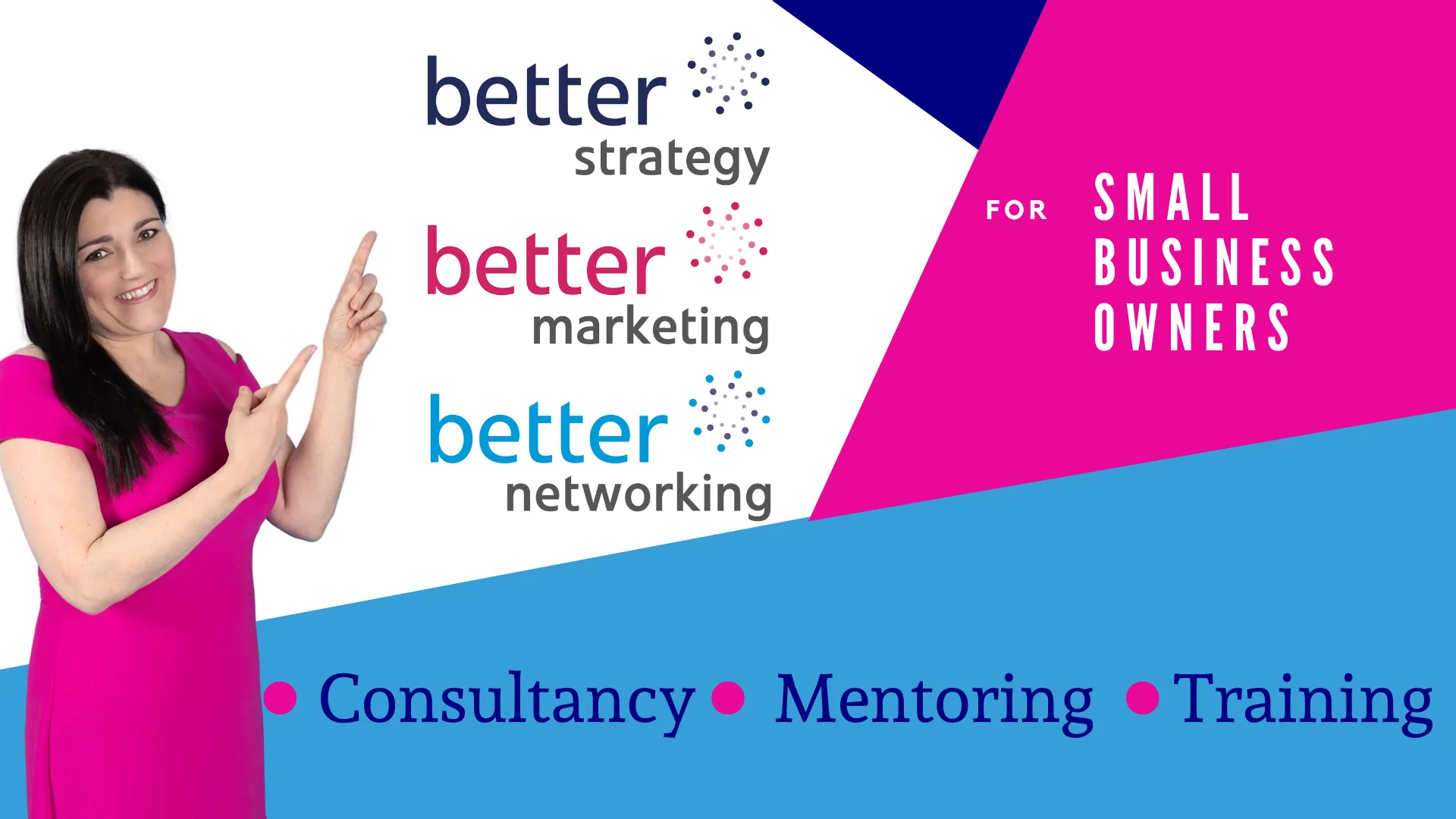 Home page cover image showing an image of Tracy Heatley with her consutlancy, mentoring, and training for small business owners wording