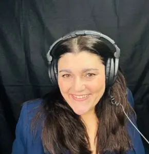 Tracy Heatley recording the AI and the Future of Marketing Better Marketing podcast episode